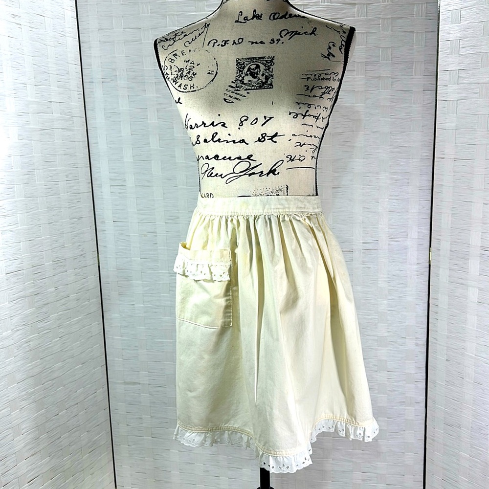 Apron Handmade Cotton with Eyelet Lace